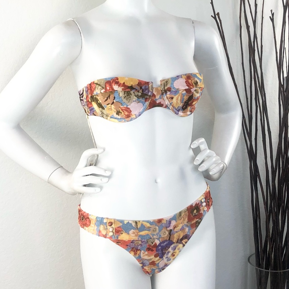 Chelsea & Violet | Button Floral Strapless Bikini